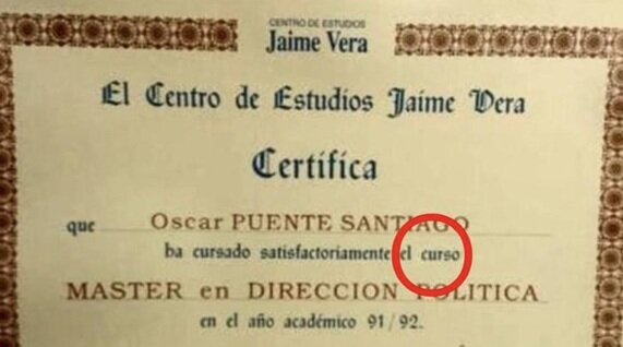 Almeida se burla de la educación de Óscar Puente compartiendo una imagen del “máster cum fraude” en sus redes sociales.