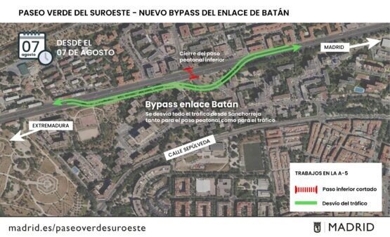 Nuevo desvío debido a las obras en la A-5 en Madrid.