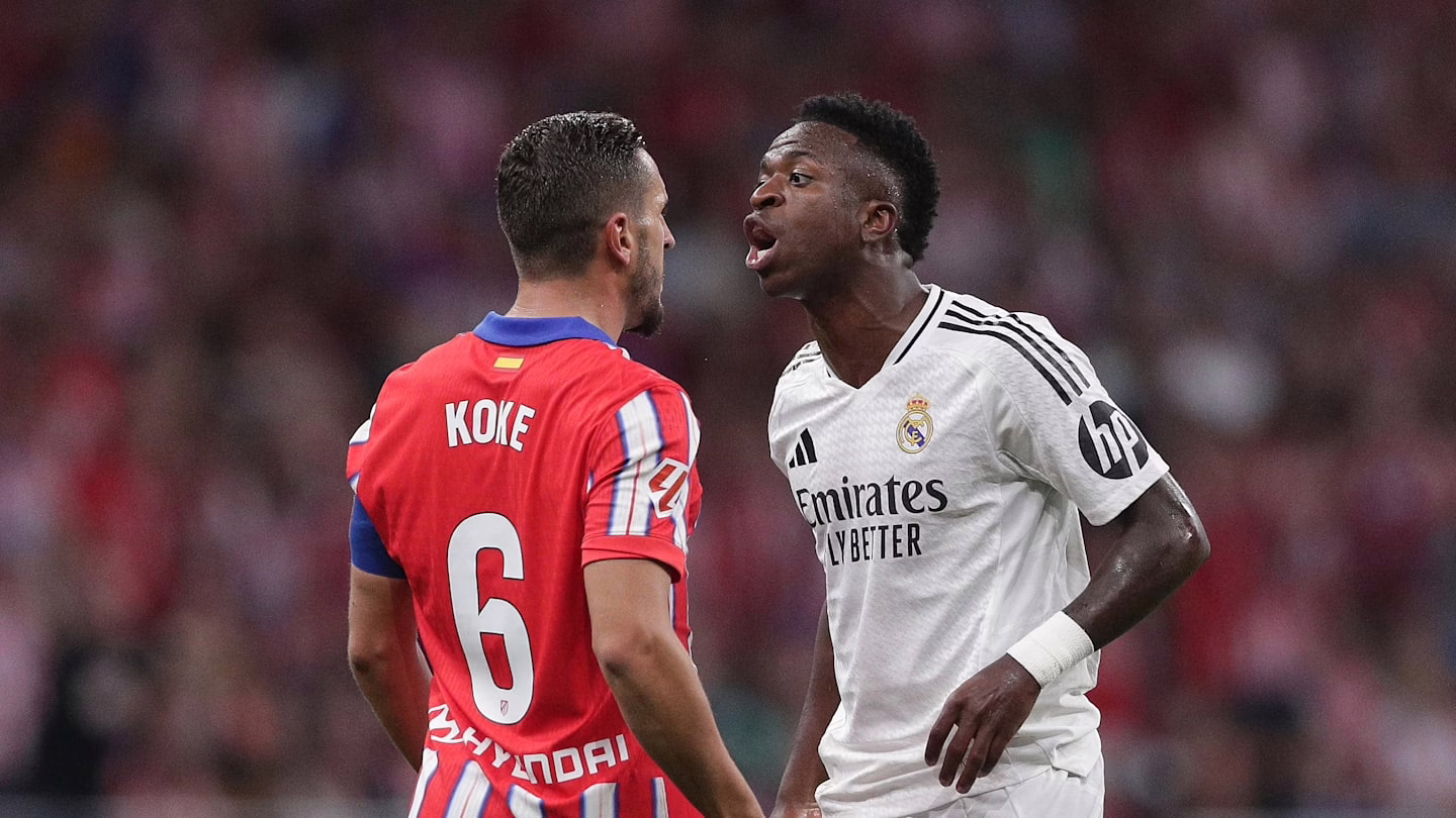 El enfrentamiento entre Vinicius Jr. y Koke en el derbi entre el Real Madrid y el Atlético de Madrid.