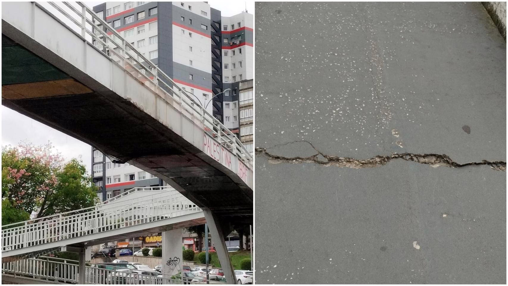 Los bomberos de A Coruña inspeccionan el paso peatonal entre las estaciones debido a caídas de piedras.