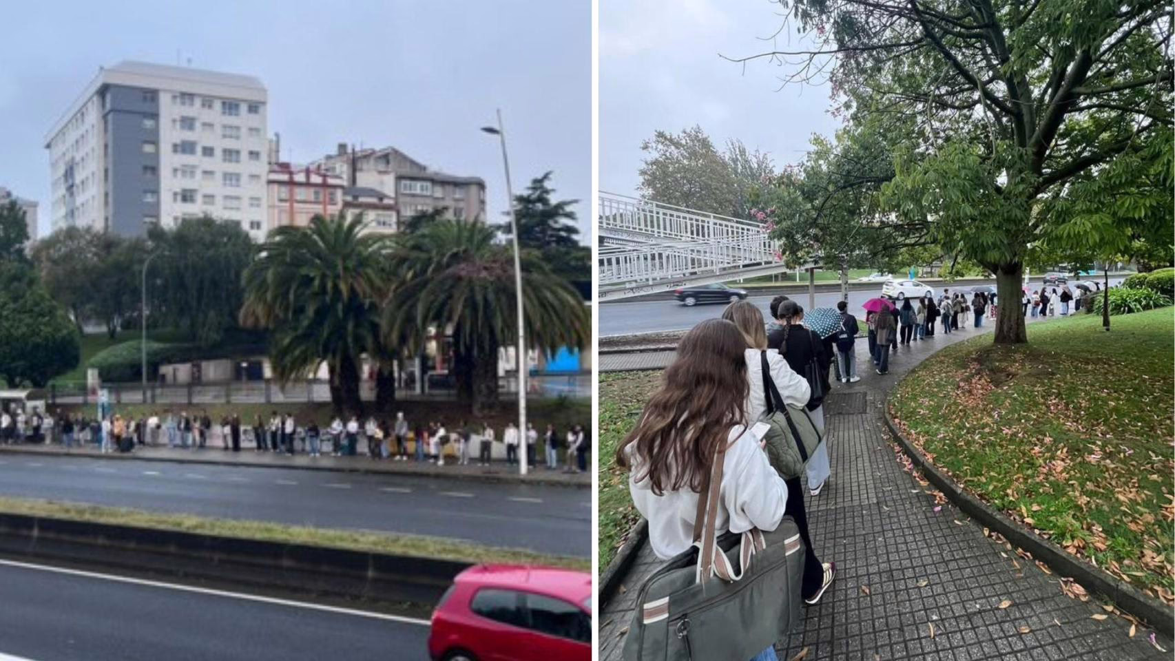 Reportan largas filas y autobuses abarrotados en las paradas de la línea UDC de A Coruña.