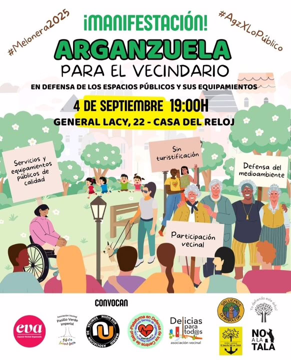Protesta de residentes de Arganzuela por las Fiestas de la Melonera.