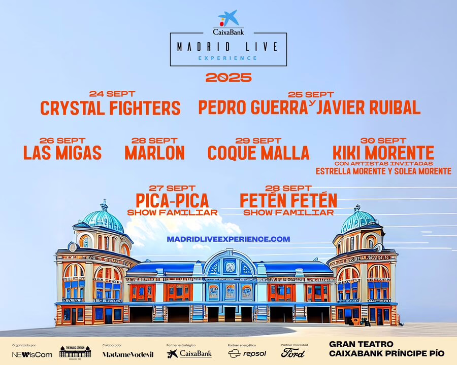 Conciertos: Crystal Fighters, Coque Malla y Marlon lideran el festival CaixaBank Madrid Live Experience en septiembre.