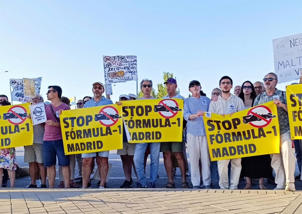 Manifestación de los residentes en oposición al Gran Premio de Fórmula 1 en Madrid.