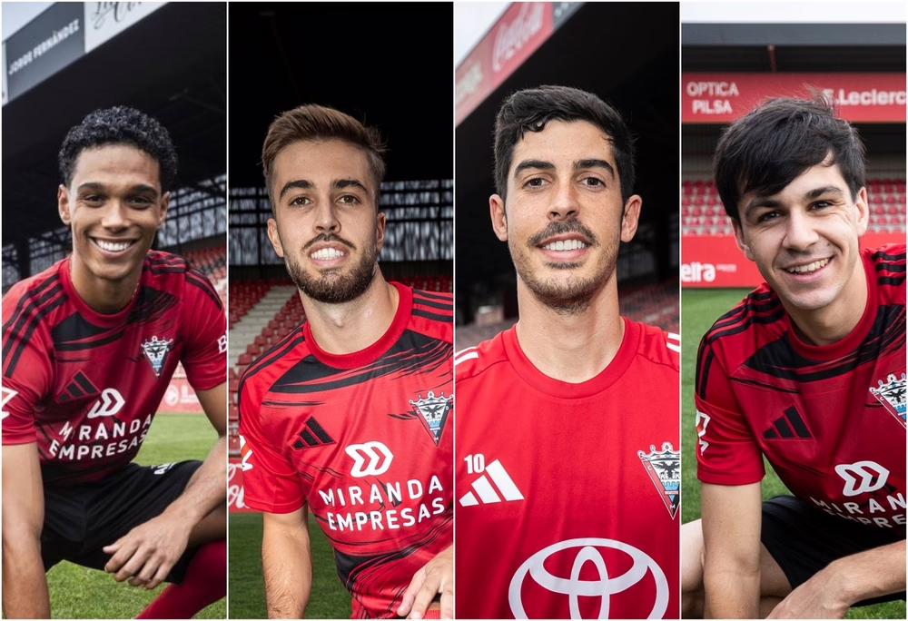 Etienne Eto'o, Marí, Carlos Fernández y Petit: cuatro atacantes en el Mirandés con un objetivo en común: marcar goles.