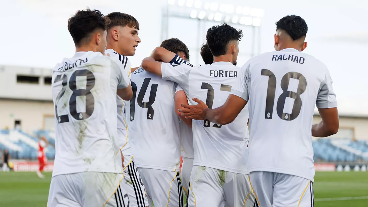 Celebración de los jugadores del Real Madrid Castilla