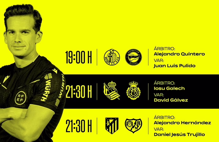 Árbitros del encuentro entre Atlético de Madrid y Rayo Vallecano