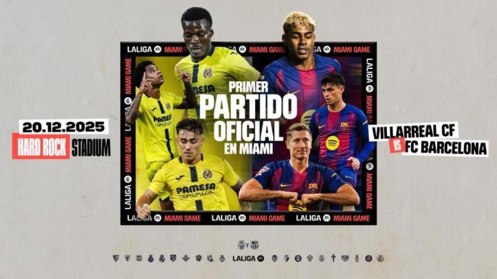 El cartel promocional del partido Villarreal-Barça en Miami