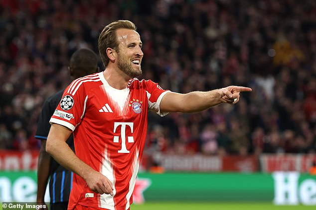 Kane anotó su gol número 20 de la temporada en la victoria del Bayern por 4-0 sobre el Club Brujas el miércoles.