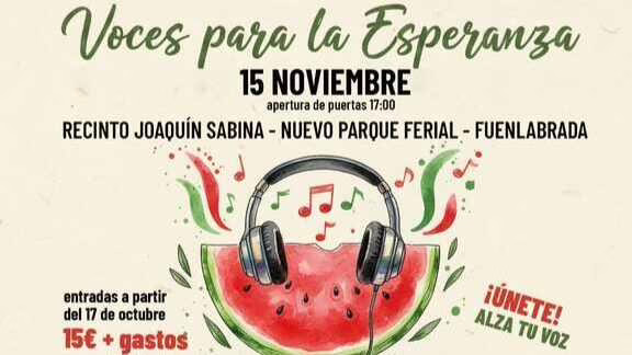Entradas ahora a la venta para Música X Palestina en Fuenlabrada.