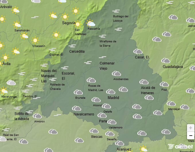 Niebla y clima húmedo en Madrid