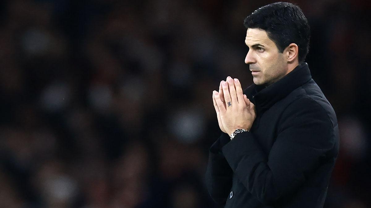 Miker Arteta, entrenador del Arsenal, durante el partido de Champions League