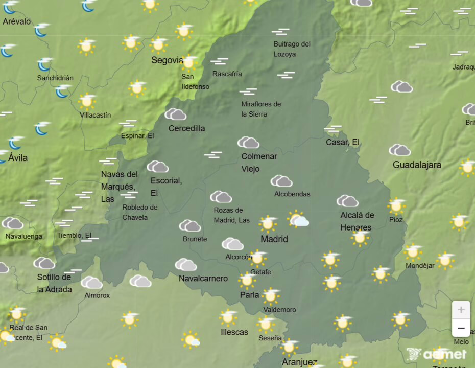 Cielos limpios y temperaturas de hasta 18ºC hoy en Madrid.