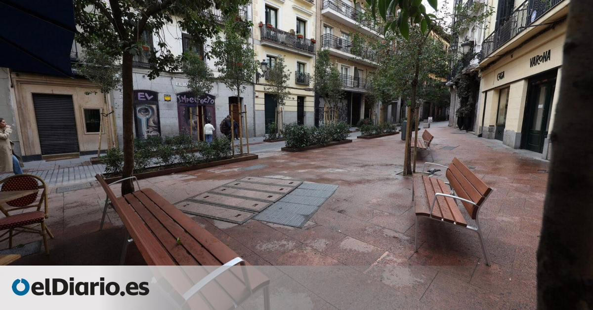 El Ayuntamiento de Madrid convierte en peatonales diez calles cercanas a la plaza Jacinto Benavente.