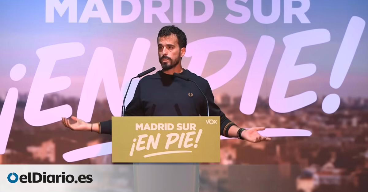 Vox adopta la imagen de un trabajador en el sur de Madrid.