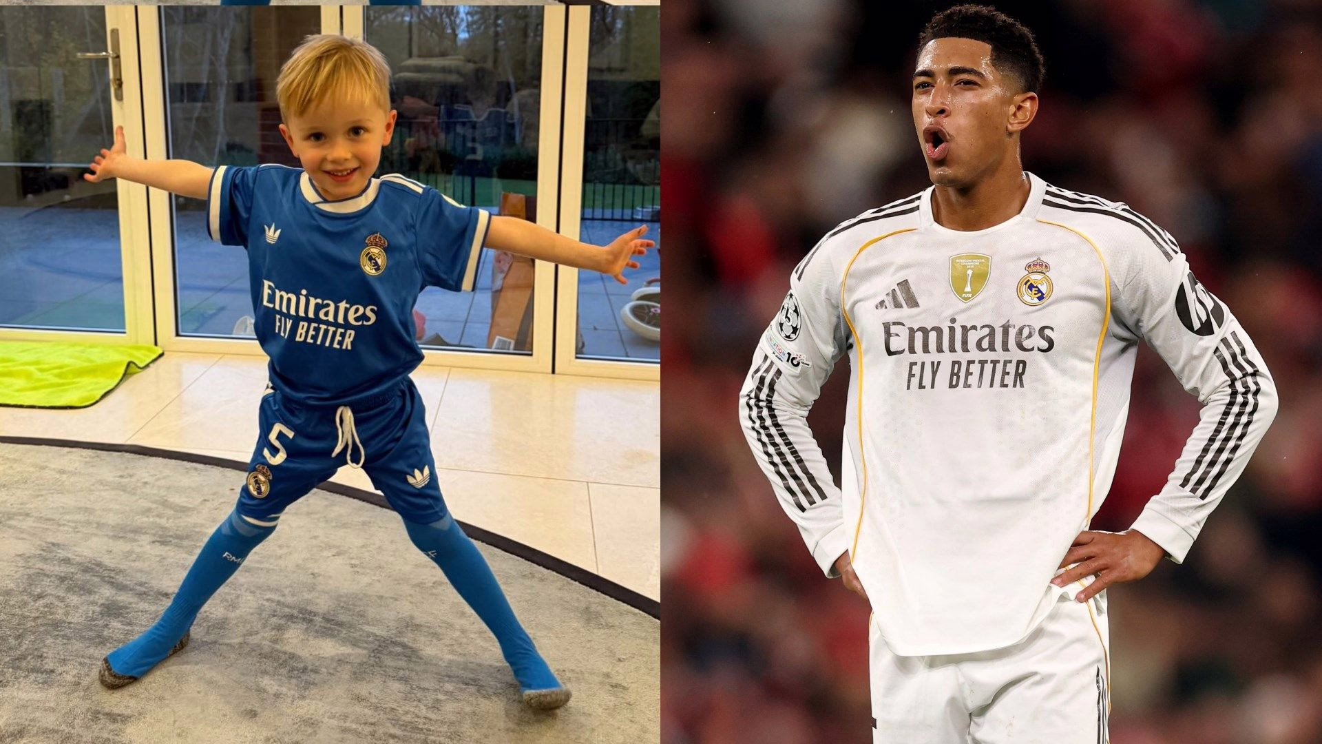 ¡El reciente fan de Jude Bellingham! James Maddison viste a su hijo con la camiseta del Real Madrid de su amigo cercano, acompañada de un mensaje de 'excelente elección'.