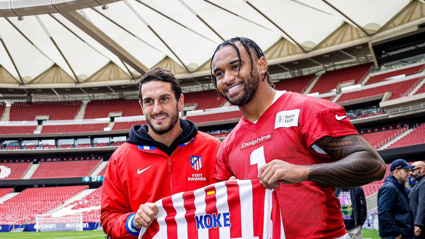 Las fotografías del partido entre el Atlético y los Miami Dolphins.