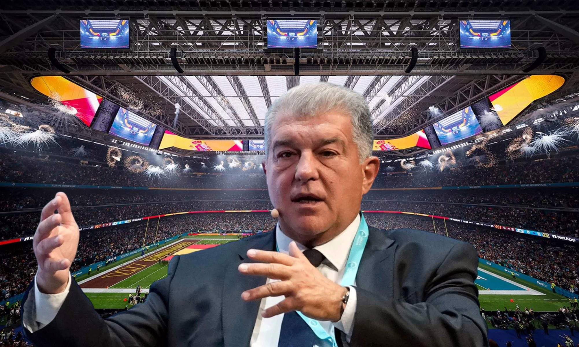 Laporta expresa su frustración con la NFL en el Bernabéu y el Barça anuncia la fecha de su llegada al Camp Nou.