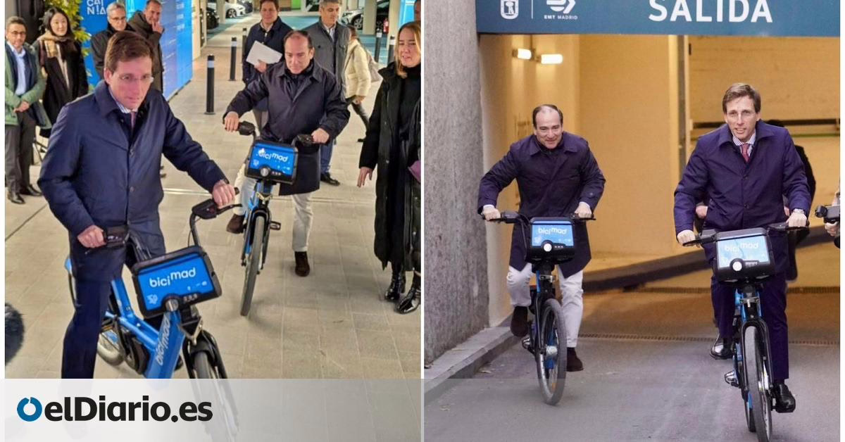 El Ayuntamiento de Madrid inaugura su primera estación subterránea de Bicimad, y Almeida es el primero en utilizarla.