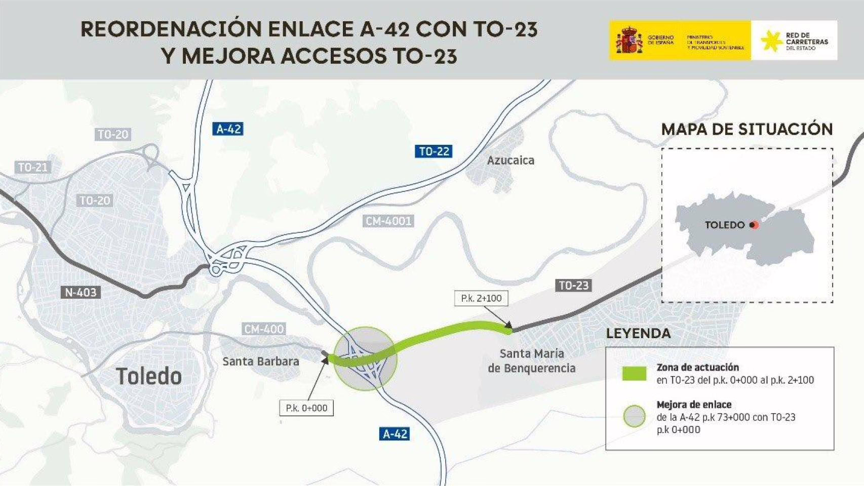 Transportes convoca licitación para las obras del tercer carril de la carretera TO-23 en Toledo, con un presupuesto de 6 millones.