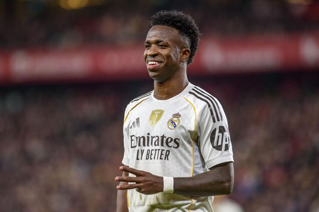 El delantero brasileño del Real Madrid Vinicius Jr. durante el partido de la jornada 19 de LaLiga EA Sports entre el Athletic Club y el Real Madrid.