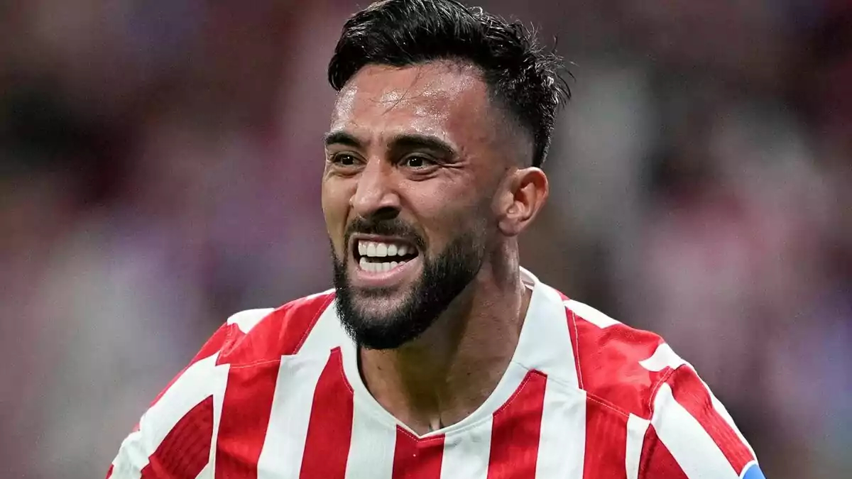 Nico González celebra un gol con el Atlético de Madrid
