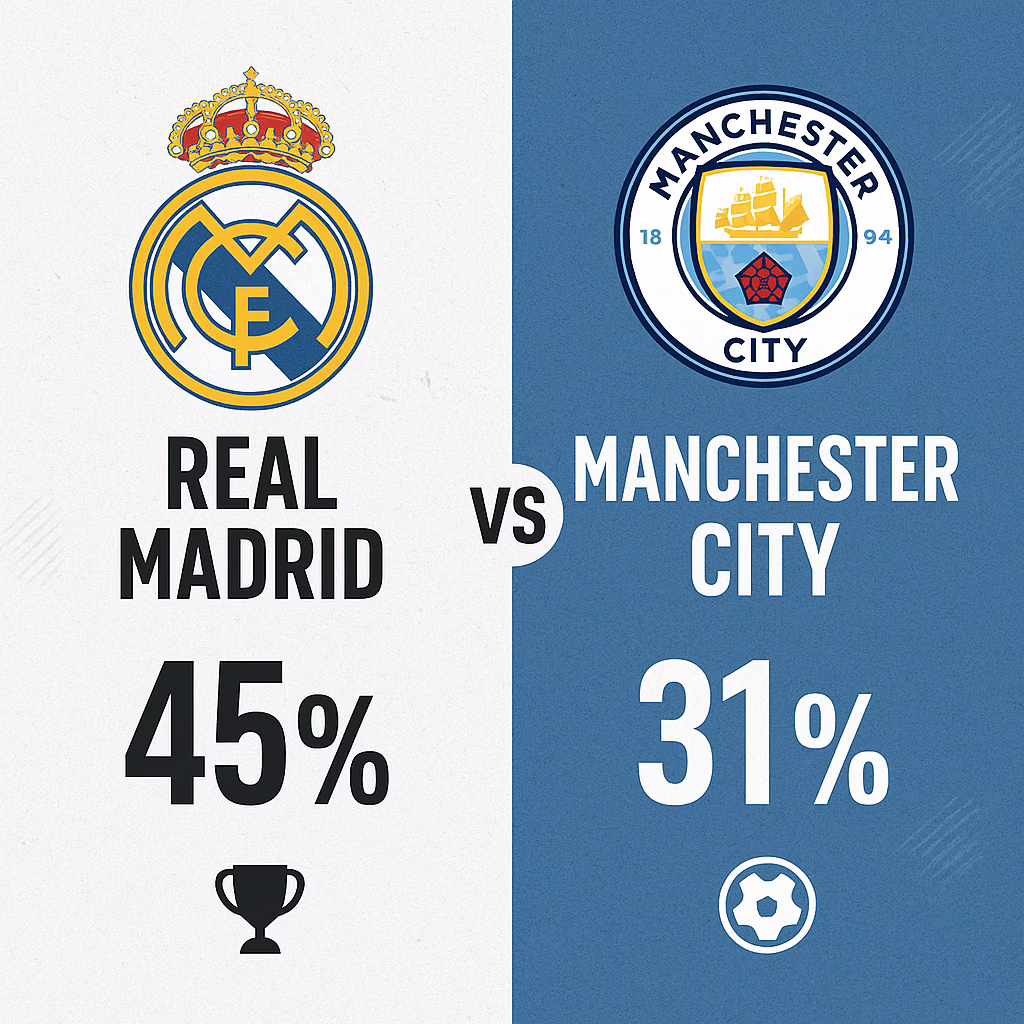 Predicción del encuentro entre Real Madrid y Manchester City.
