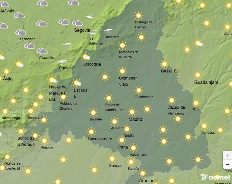 Condiciones climáticas en Madrid hoy: bajas temperaturas y cielo claro.
