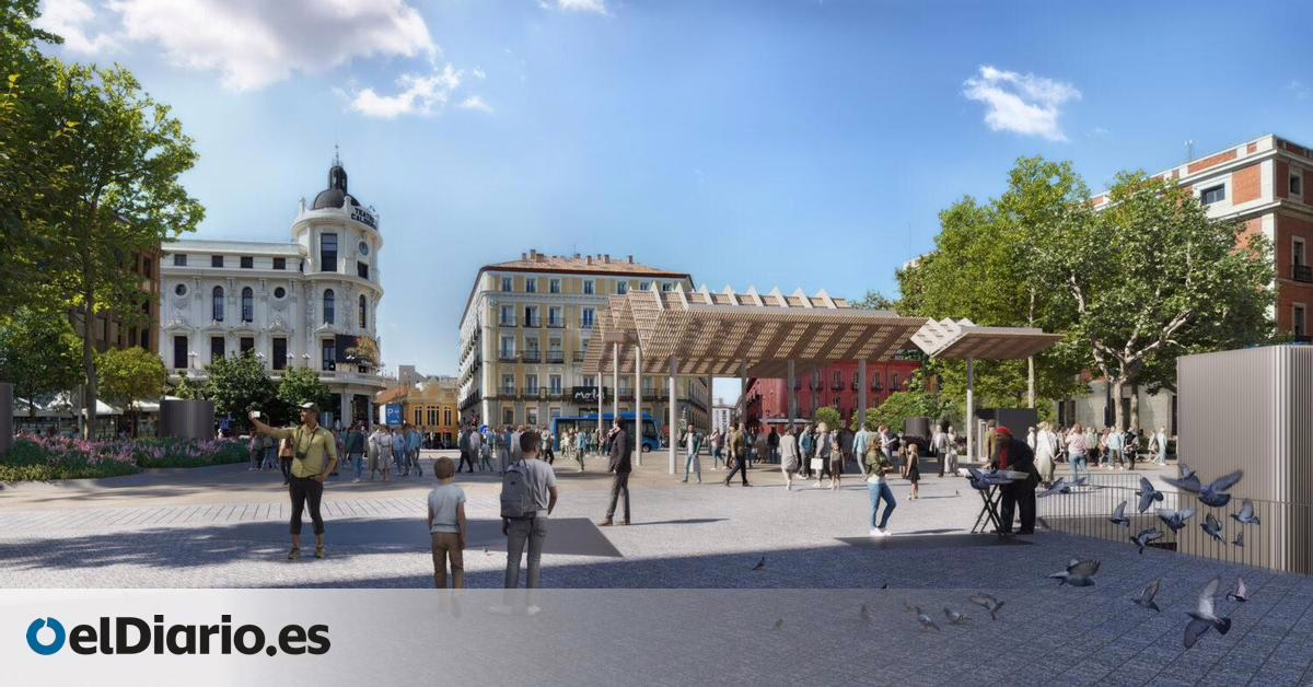 Transformación total de la plaza "menos atractiva" del centro de Madrid, que contempla una amplia pérgola y la peatonalización de la calle Cruz.