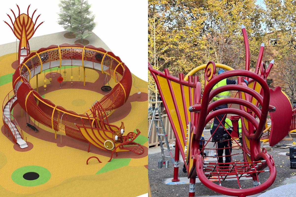 Este parque infantil contará con amplias áreas de juego, incluyendo un tobogán y un rocódromo.