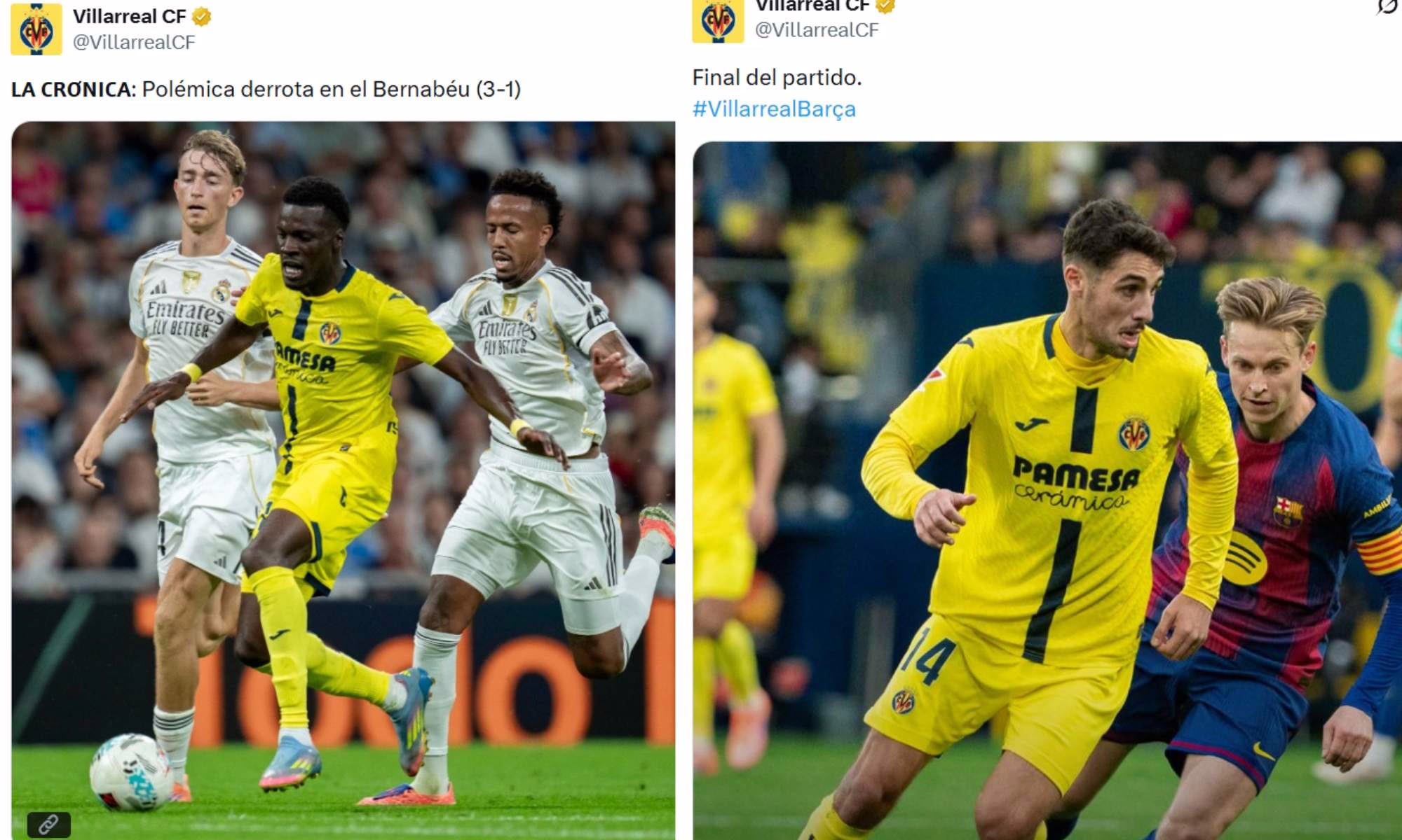 El Villarreal cuestiona las decisiones arbitrales en el partido contra el Real Madrid, pero guarda silencio ante el Barça.