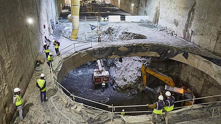 Obras de la construcción del Metro de la Línea 11 Madrid Río