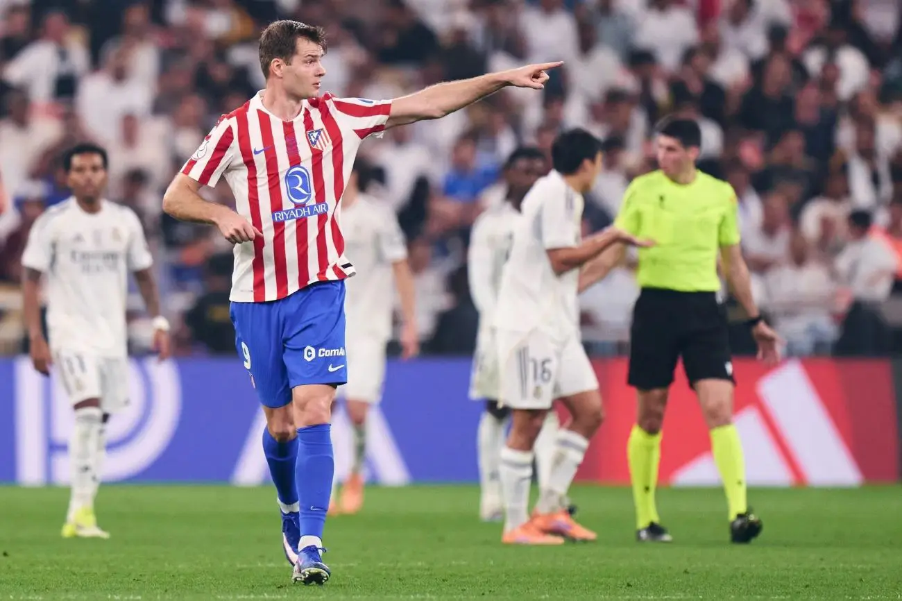 Atlético de Madrid - Real Madrid. Sorloth celbra su gol