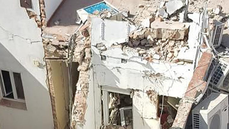 Restos del edificio tras la explosión