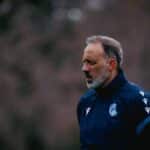 Pellegrino Matarazzo durante un entrenamiento de la Real Sociedad, cuestionado por su gestión de los canteranos