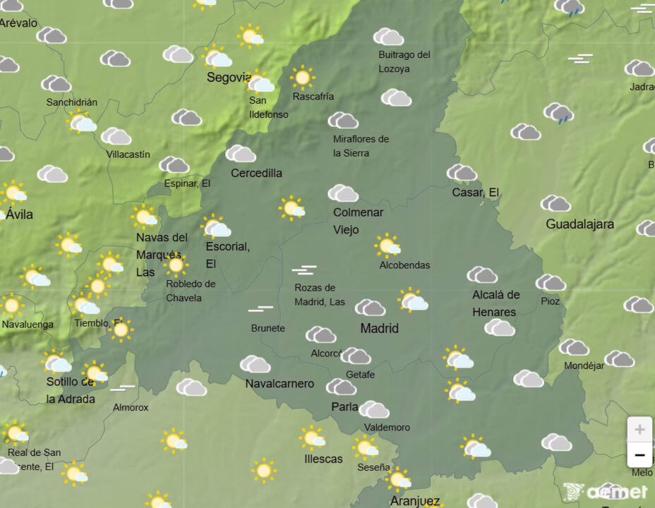 El clima actual en la Comunidad de Madrid.