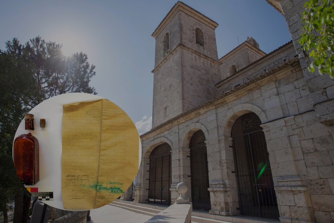 Una botella de 1947 se encuentra en la iglesia de Campo Real.
