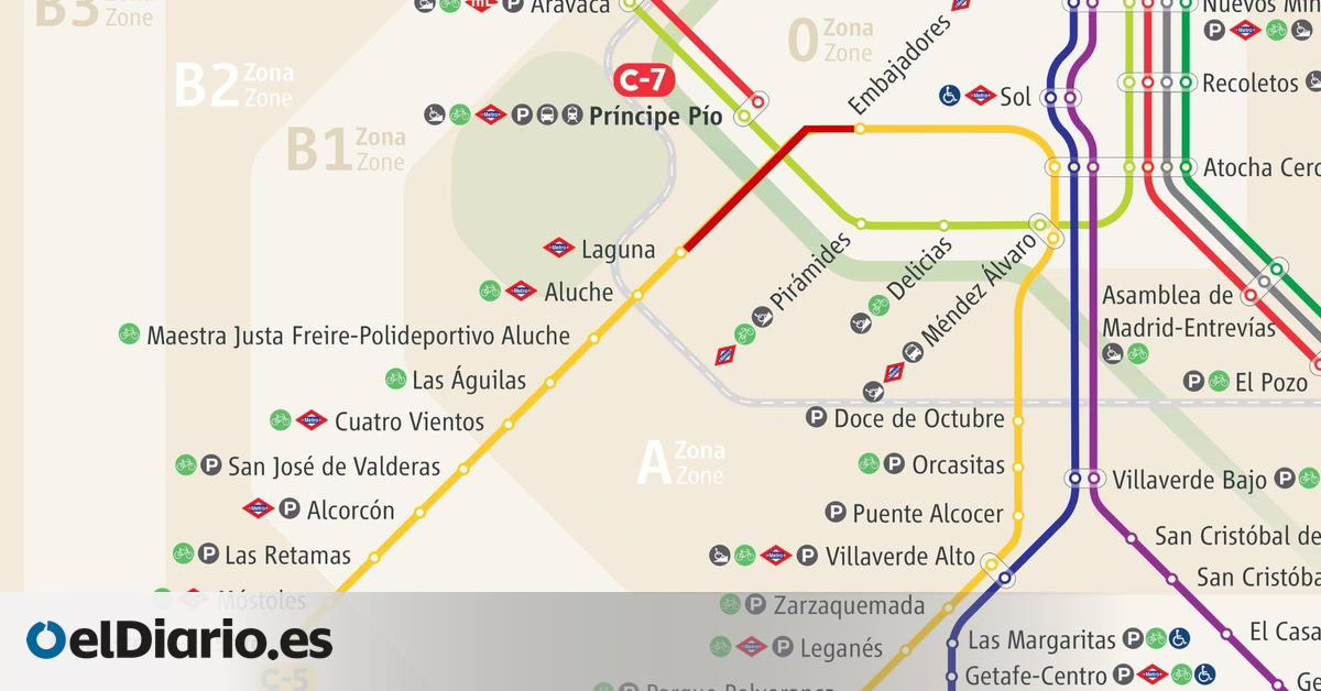 Demoras superiores a 30 minutos en la línea C-5 de Cercanías debido a un incidente entre Embajadores y Laguna.