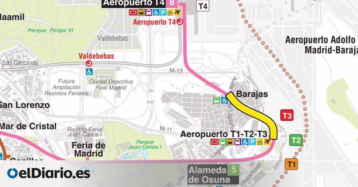 Interrupción en la línea 8 del Metro de Madrid durante casi una hora para acceder a la T4 de Barajas en medio de Fitur.