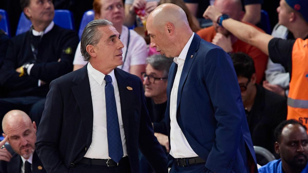 Sergio Scariolo y Joan Peñarroya, en el último Clásico de Euroliga