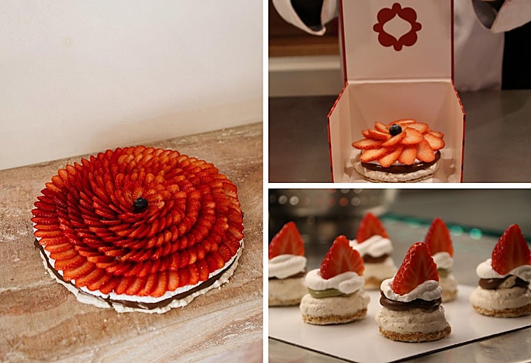 La tarta grande, la pequeña para dos y las mini de la pequeña pastelería madrileña Brela