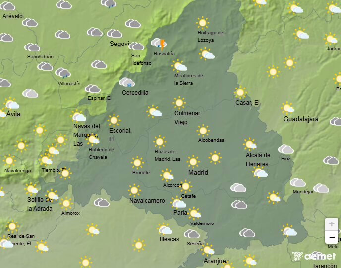 Pronóstico del clima en Madrid para este sábado: sol y vientos fuertes.