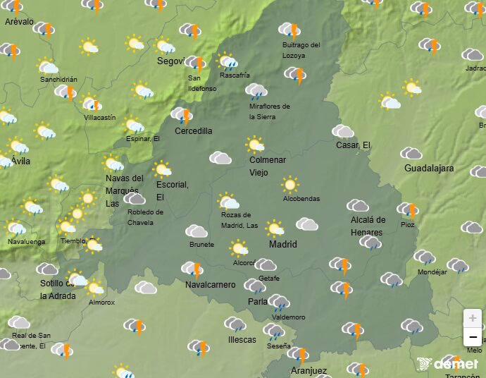 Precipitaciones y tormentas en Madrid este día