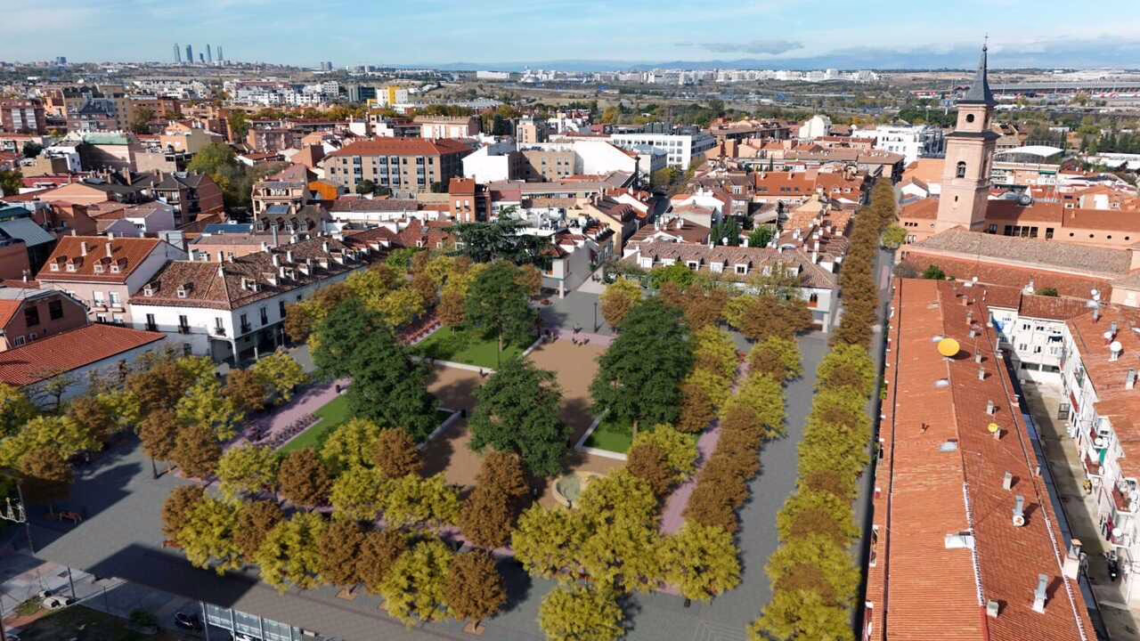 Madrid comienza la peatonalización del centro histórico de Barajas con una inversión de 6,4 millones y nuevos espacios verdes.