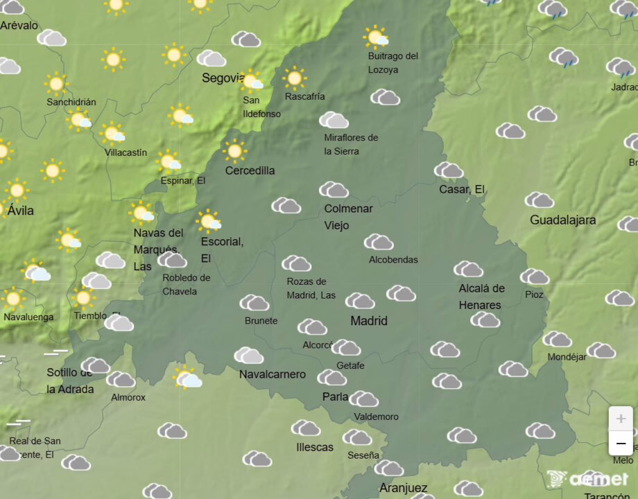 Nubes y temperaturas alcanzando los 13ºC este 18 de febrero en la Comunidad de Madrid.