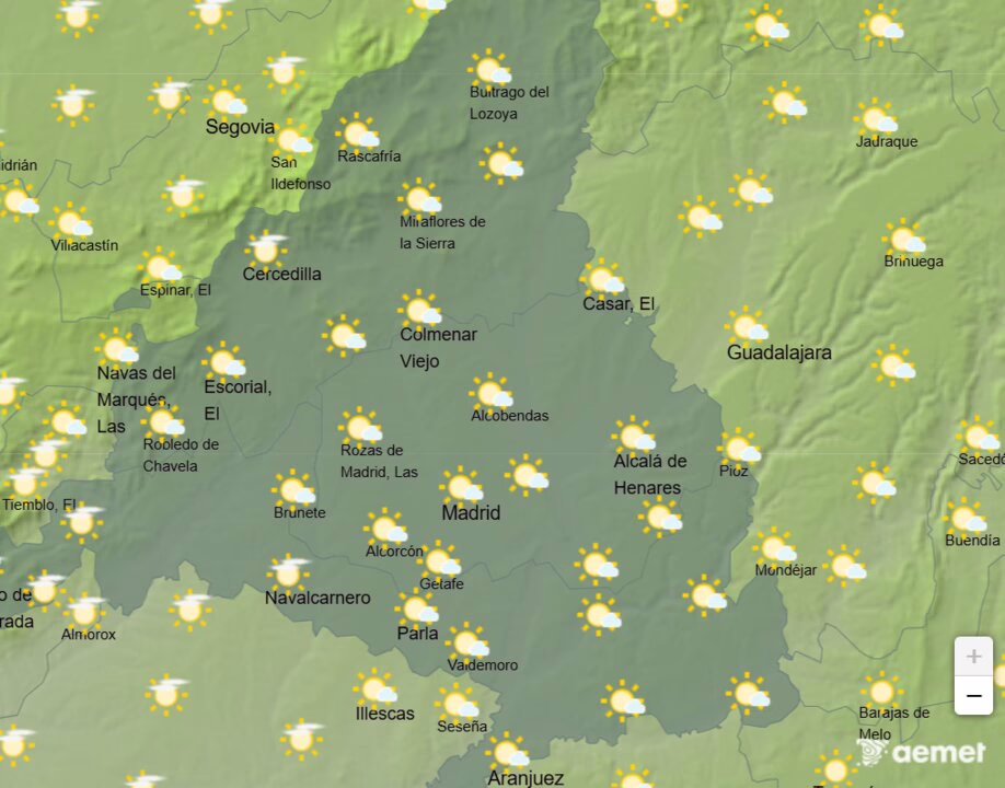 Las temperaturas en Madrid hoy: máximas de 21 ºC.