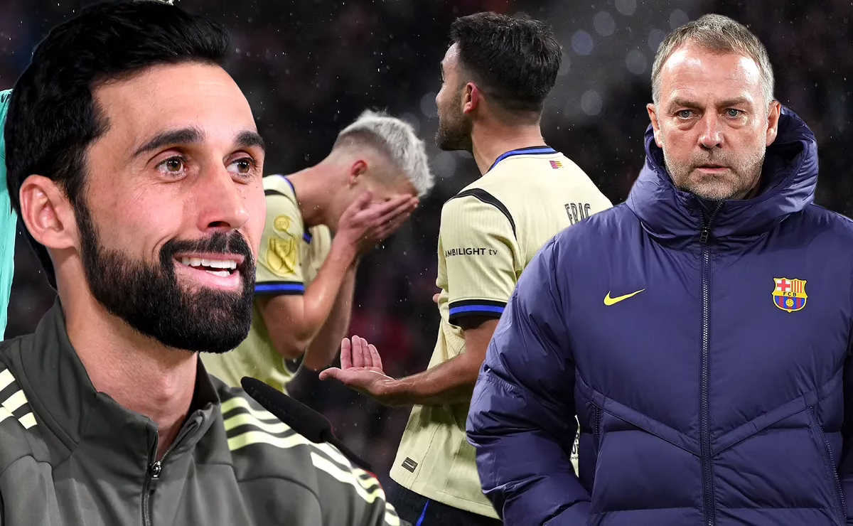 Arbeloa se ríe de Flick tras la caída del Barcelona.