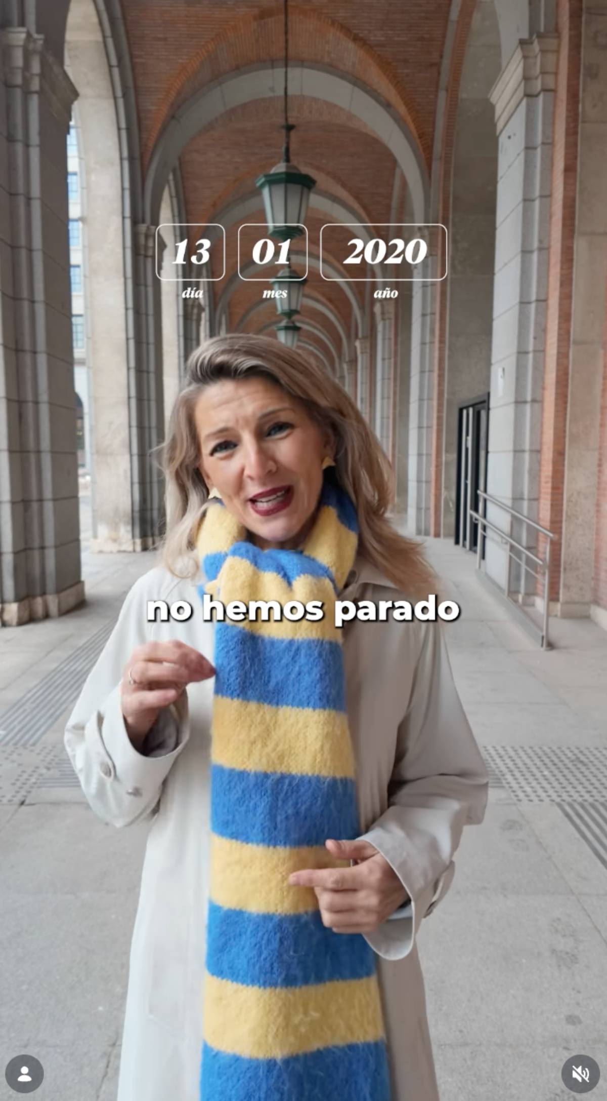 Yolanda Díaz desde los arcos de Nuevos Ministerios. (Foto: Redes Sociales)