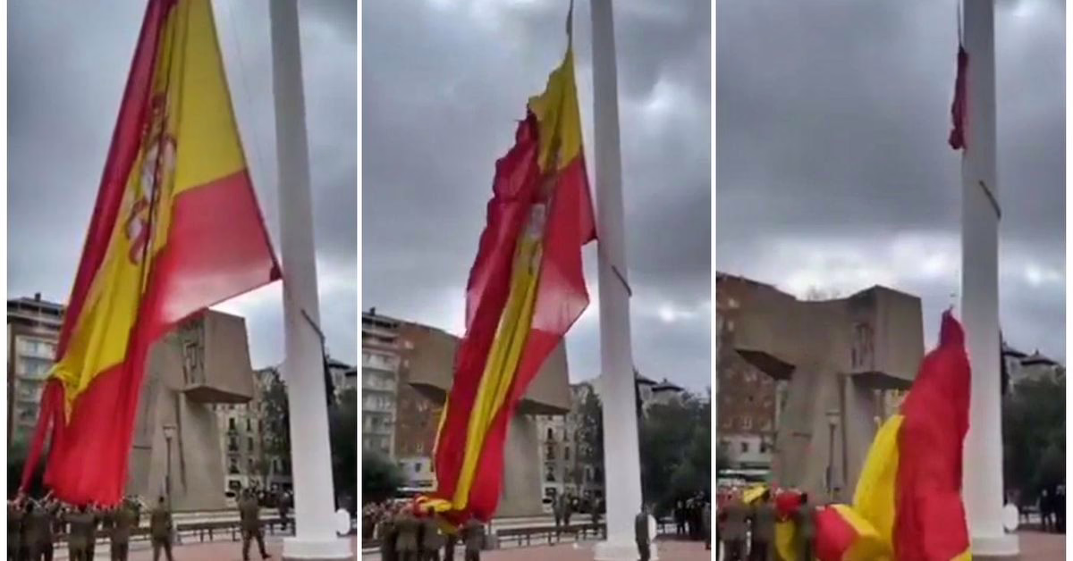 Tercera bandera gigante de Colón que se desintegra en un mes, esta vez sin ser izada.