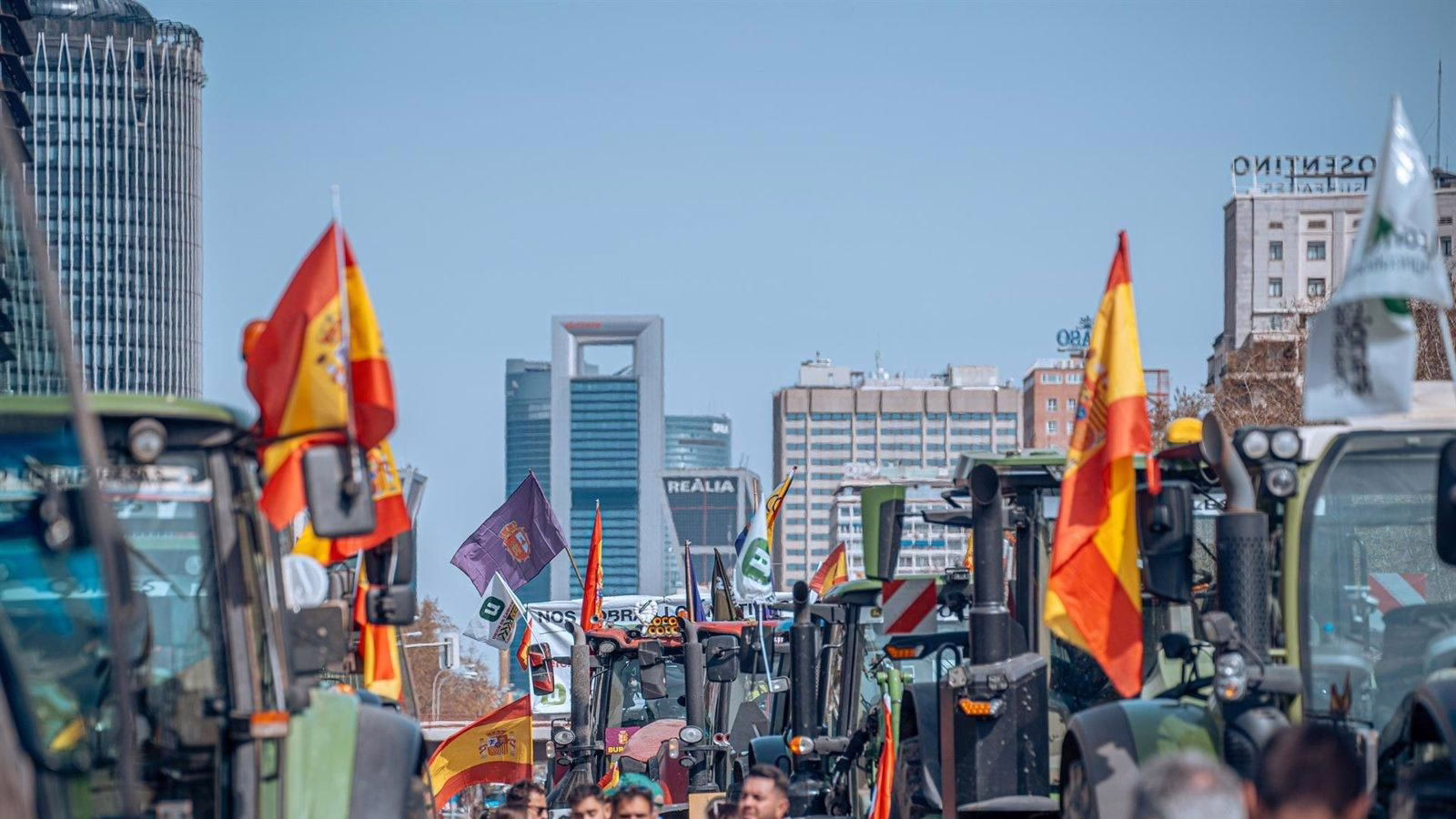 Productores agrícolas y ganaderos se manifiestan en Madrid por la PAC y el pacto entre la UE y Mercosur.